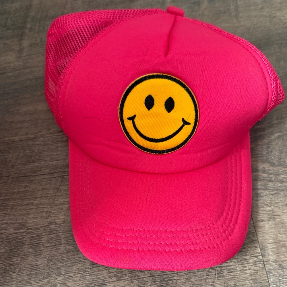 Pink Smiley Face Trucker Hat